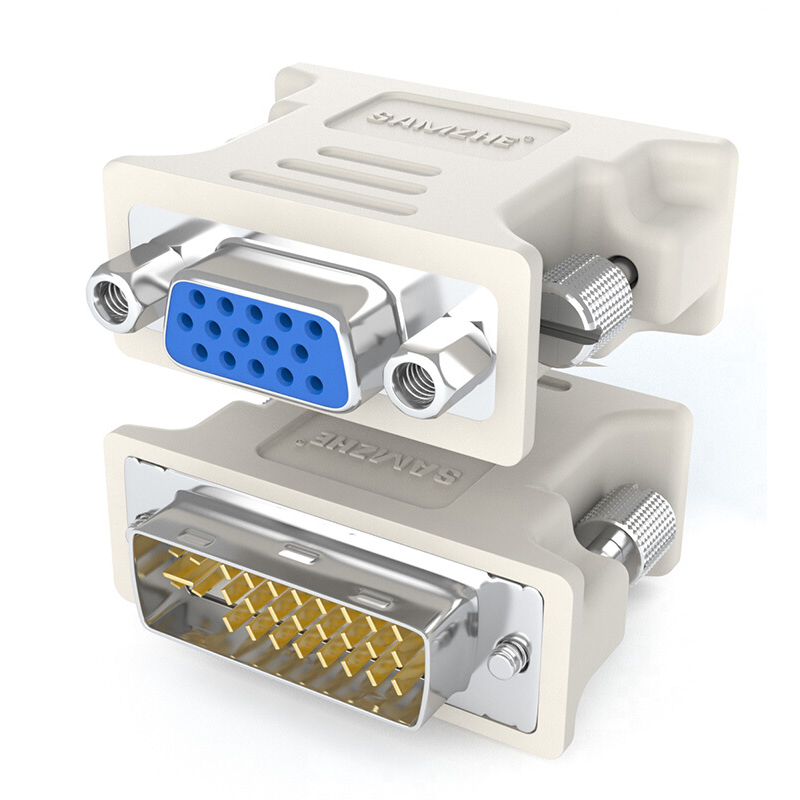 山泽 DVI转VGA转接头 DVI24+5/DVI-I公转VGA母电脑显卡转接显示器 转接不失真的照片